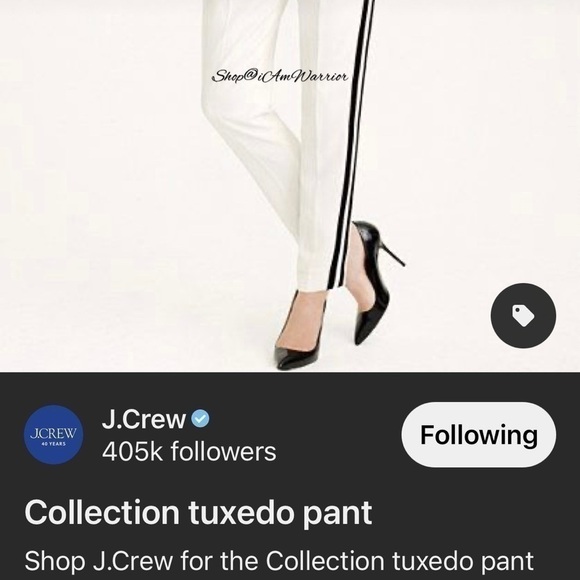 J.Crew Collection NWT ivory duo striped tuxedo draped pants - Picture 2 of 11